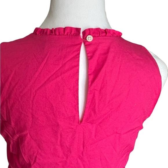 J.Crew Pink Midi Sleeveless Ruffled Neckline Tiered Pink Dress size 6 - Picture 5 of 17